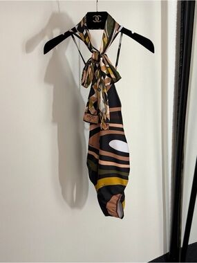 Emilio Pucci Black One Piece Swimsuit w Scarf Sexy Designer S